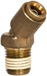Norgren - 1/4" Outside Diam, 1/4 NPT, Brass Push-to-Connect Tube Male 45° Elbow - 150 Max psi, Tube to Male Connection, Buna O-Ring - Apex Tool & Supply