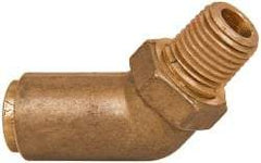 Norgren - 3/8" Outside Diam, 1/4 NPT, Brass Push-to-Connect Tube Male 45° Elbow - 150 Max psi, Tube to Male Connection, Buna O-Ring - Apex Tool & Supply