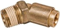 Norgren - 3/8" Outside Diam, 3/8 NPT, Brass Push-to-Connect Tube Male 45° Elbow - 150 Max psi, Tube to Male Connection, Buna O-Ring - Apex Tool & Supply