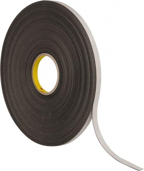 3M - 1/2" x 72 Yd Rubber Adhesive Double Sided Tape - 1/32" Thick, Black, Polyethylene Foam Liner, Continuous Roll, Series 4462B - Apex Tool & Supply