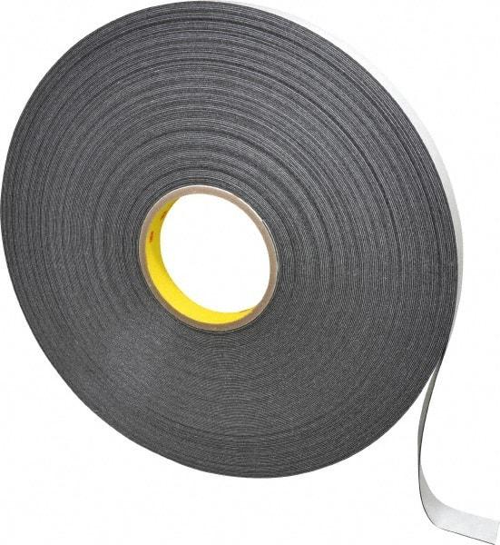 3M - 3/4" x 72 Yd Rubber Adhesive Double Sided Tape - 1/32" Thick, Black, Polyethylene Foam Liner, Continuous Roll, Series 4462B - Apex Tool & Supply