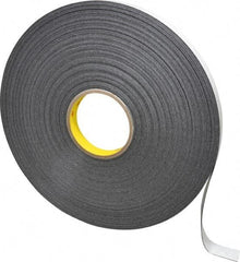 3M - 3/4" x 72 Yd Rubber Adhesive Double Sided Tape - 1/32" Thick, Black, Polyethylene Foam Liner, Continuous Roll, Series 4462B - Apex Tool & Supply
