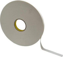 3M - 3/4" x 72 Yd Rubber Adhesive Double Sided Tape - 1/32" Thick, White, Polyethylene Foam Liner, Continuous Roll, Series 4462W - Apex Tool & Supply
