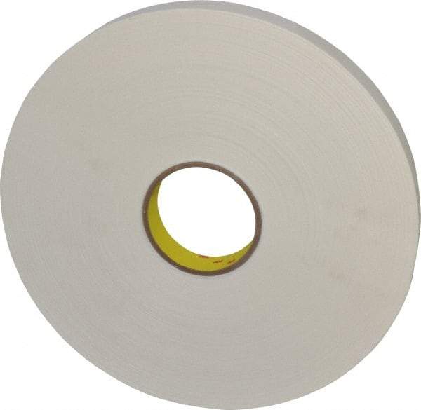 3M - 1" x 72 Yd Rubber Adhesive Double Sided Tape - 1/32" Thick, White, Polyethylene Foam Liner, Continuous Roll, Series 4462W - Apex Tool & Supply
