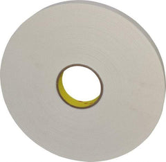 3M - 1" x 72 Yd Rubber Adhesive Double Sided Tape - 1/32" Thick, White, Polyethylene Foam Liner, Continuous Roll, Series 4462W - Apex Tool & Supply