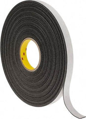 3M - 3/4" x 36 Yd Rubber Adhesive Double Sided Tape - 1/16" Thick, Black, Polyethylene Foam Liner, Continuous Roll, Series 4466B - Apex Tool & Supply