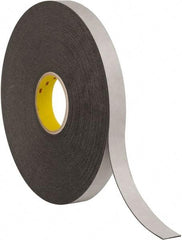 3M - 1" x 36 Yd Rubber Adhesive Double Sided Tape - 1/16" Thick, Black, Polyethylene Foam Liner, Continuous Roll, Series 4466B - Apex Tool & Supply