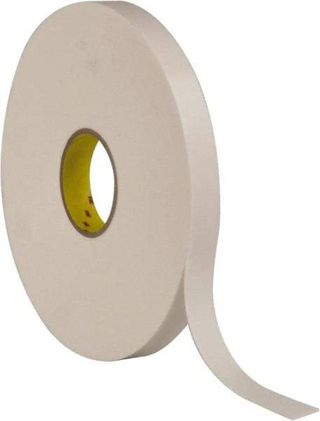 3M - 1" x 36 Yd Rubber Adhesive Double Sided Tape - 1/16" Thick, White, Polyethylene Foam Liner, Continuous Roll, Series 4466W - Apex Tool & Supply