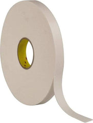 3M - 1" x 36 Yd Rubber Adhesive Double Sided Tape - 1/16" Thick, White, Polyethylene Foam Liner, Continuous Roll, Series 4466W - Apex Tool & Supply