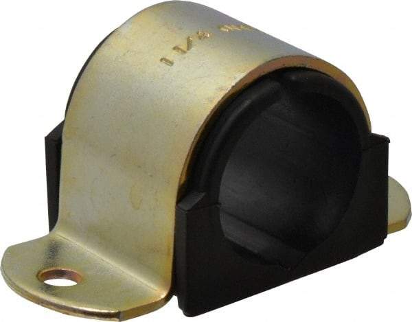 ZSI - 1-1/4" Tube, Steel, Zinc Plated Tube Strap with Cushion - 2 Mounting Holes - Apex Tool & Supply