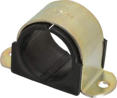 ZSI - 1-1/2" Tube, Steel, Zinc Plated Tube Strap with Cushion - 2 Mounting Holes - Apex Tool & Supply
