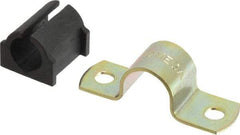 ZSI - 1/4 Pipe, Steel, Zinc Plated Pipe Strap with Cushion - 2 Mounting Holes - Apex Tool & Supply