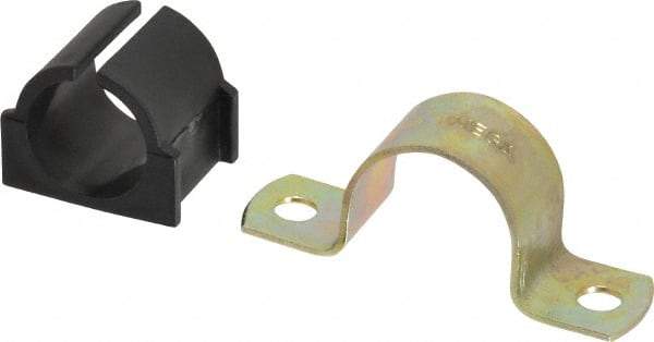 ZSI - 1/2 Pipe, Steel, Zinc Plated Pipe Strap with Cushion - 2 Mounting Holes - Apex Tool & Supply