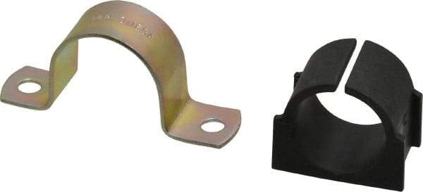 ZSI - 3/4 Pipe, Steel, Zinc Plated Pipe Strap with Cushion - 2 Mounting Holes - Apex Tool & Supply