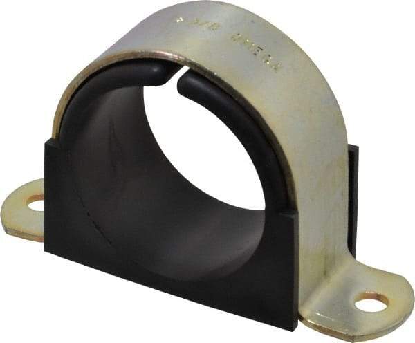 ZSI - 2 Pipe, Steel, Zinc Plated Pipe Strap with Cushion - 2 Mounting Holes - Apex Tool & Supply