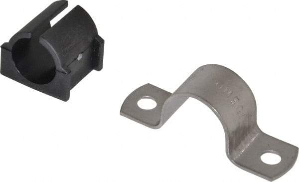 ZSI - 3/4" Tube, Grade 304 Stainless Steel, Tube Strap with Cushion - 2 Mounting Holes - Apex Tool & Supply