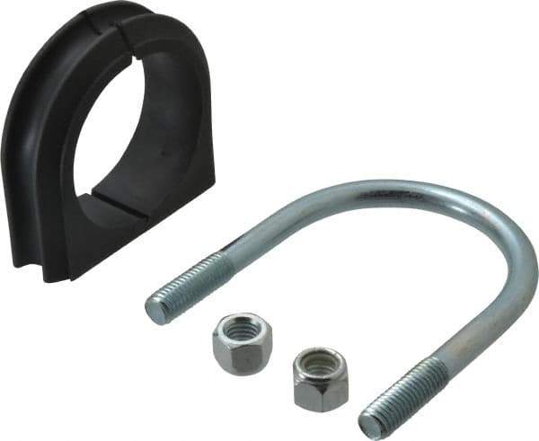 ZSI - 2-1/2" Pipe, Steel U Bolt Clamp with Cushion - Electro Galvanized, 1" Panel Thickness - Apex Tool & Supply