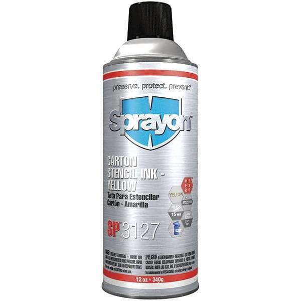 Sprayon - 16 Ounce Container, Yellow Stencil Ink - Nonporous - Apex Tool & Supply
