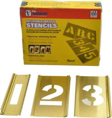 C.H. Hanson - 15 Piece, 1-1/2 Inch Character Size, Brass Stencil - Contains Figure Set - Apex Tool & Supply