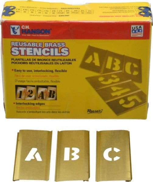 C.H. Hanson - 33 Piece, 1/2 Inch Character Size, Brass Stencil - Contains Letter Set - Apex Tool & Supply