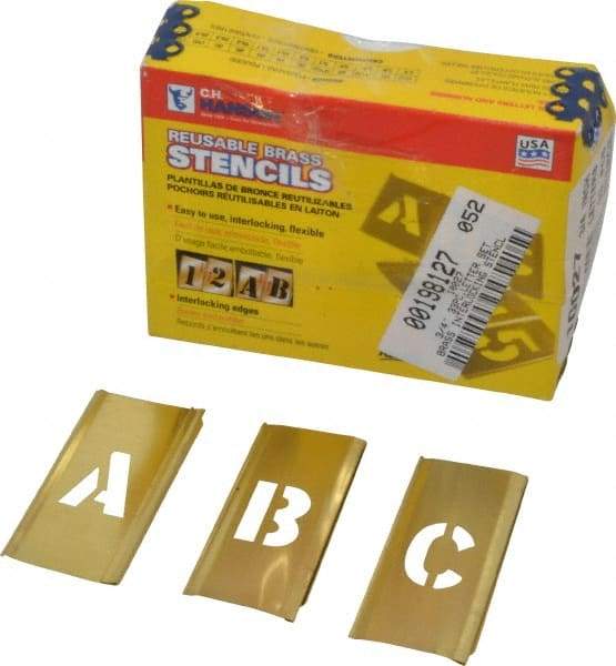 C.H. Hanson - 33 Piece, 3/4 Inch Character Size, Brass Stencil - Contains Letter Set - Apex Tool & Supply