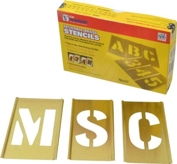 C.H. Hanson - 33 Piece, 3 Inch Character Size, Brass Stencil - Contains Letter Set - Apex Tool & Supply