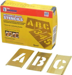 C.H. Hanson - 92 Piece, 2 Inch Character Size, Brass Stencil - Contains Three A Fonts - Apex Tool & Supply