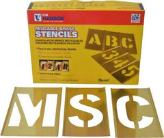 C.H. Hanson - 92 Piece, 4 Inch Character Size, Brass Stencil - Contains Three A Fonts - Apex Tool & Supply