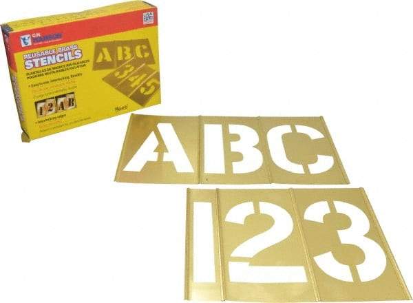 C.H. Hanson - 45 Piece, 5 Inch Character Size, Brass Stencil - Apex Tool & Supply