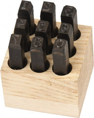 Made in USA - 9 Piece, 1/4" Character Steel Stamp Set - Apex Tool & Supply