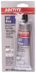Loctite - 70 mL Tube Blue RTV Silicone Gasket Sealant - 500°F Max Operating Temp, 30 min Tack Free Dry Time, 24 hr Full Cure Time, Series 587 - Apex Tool & Supply