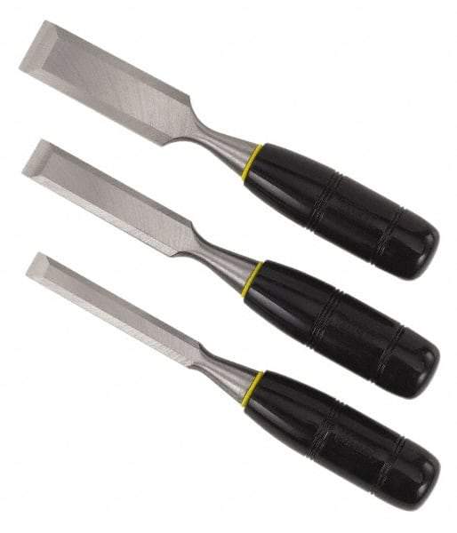 Stanley - 3 Piece Wood Chisel Set - 7-3/4" OAL, Sizes Included 1/2 to 1" - Apex Tool & Supply