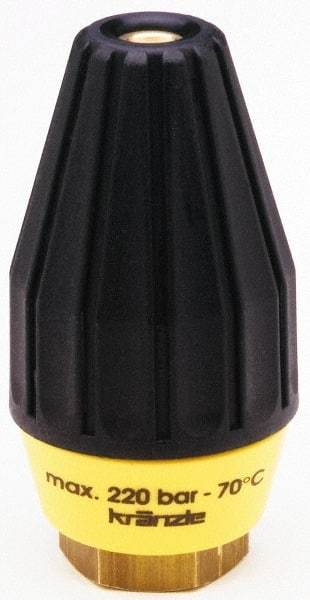 Dirt Killer - 3,200 psi Rotating, Brass, Ceramic & Plastic, Rotary Scouring Pressure Washer Nozzle - 4.5mm Orifice Diam, 1/4" Thread, NPT, Yellow - Apex Tool & Supply