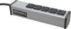 Wiremold - 5 Outlets, 120 Volts, 15 Amps, 6' Cord, Power Outlet Strip - Free Hanging Mount, 5-15 NEMA Configuration, 9-1/4" Strip, cULus Listed - Apex Tool & Supply
