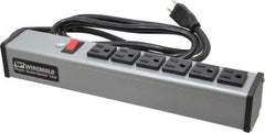 Wiremold - 6 Outlets, 120 Volts, 15 Amps, 6' Cord, Power Outlet Strip - Free Hanging Mount, 5-15 NEMA Configuration, 12-1/4" Strip, cULus Listed - Apex Tool & Supply