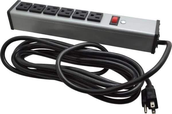 Wiremold - 6 Outlets, 120 Volts, 15 Amps, 15' Cord, Power Outlet Strip - Free Hanging Mount, 5-15 NEMA Configuration, 12-1/4" Strip, cULus Listed - Apex Tool & Supply