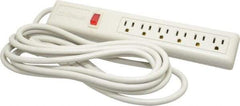 Wiremold - 6 Outlets, 120 Volts, 15 Amps, 15' Cord, Power Outlet Strip - Free Hanging, Keyhole Mount, 5-15 NEMA Configuration, 12" Strip, cULus Listed - Apex Tool & Supply
