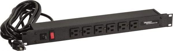 Wiremold - 6 Outlets, 120 Volts, 15 Amps, 15' Cord, Power Outlet Strip - Rack Mount, 6 Front NEMA Configuration, cULus Recognized - Apex Tool & Supply