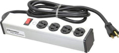 Wiremold - 4 Outlets, 120 Volts, 20 Amps, 6' Cord, Power Outlet Strip - Free Hanging Mount, 5-20 NEMA Configuration, 10-3/4" Strip, cULus Listed - Apex Tool & Supply