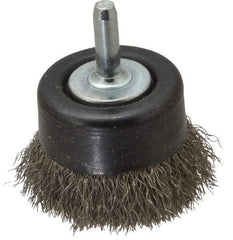 Osborn - 2" Diam, 1/4" Shank Diam, Stainless Steel Fill Cup Brush - 0.008 Wire Diam, 5/8" Trim Length, 10,500 Max RPM - Apex Tool & Supply