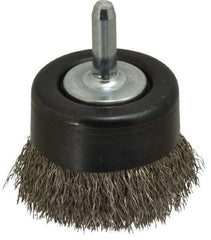 Osborn - 2" Diam, 1/4" Shank Diam, Stainless Steel Fill Cup Brush - 0.0104 Wire Diam, 5/8" Trim Length, 10,500 Max RPM - Apex Tool & Supply