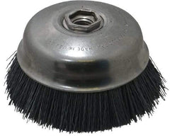 Osborn - 4" Diam, 5/8-11 Threaded Arbor Straight Wire Silicon Carbide Cup Brush - Extra Fine Grade, 1-1/2" Trim Length, 6,000 Max RPM - Apex Tool & Supply