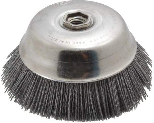 Osborn - 6" Diam, 5/8-11 Threaded Arbor Straight Wire Silicon Carbide Cup Brush - Medium Grade, 1-1/2" Trim Length, 6,000 Max RPM - Apex Tool & Supply