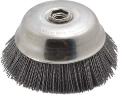 Osborn - 6" Diam, 5/8-11 Threaded Arbor Straight Wire Silicon Carbide Cup Brush - Medium Grade, 1-1/2" Trim Length, 6,000 Max RPM - Apex Tool & Supply