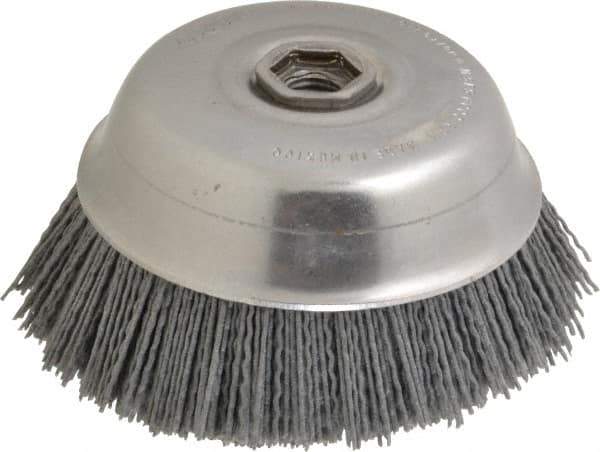 Osborn - 6" Diam, 5/8-11 Threaded Arbor Straight Wire Silicon Carbide Cup Brush - Fine Grade, 1-1/2" Trim Length, 6,000 Max RPM - Apex Tool & Supply