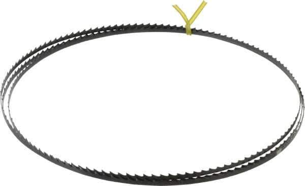 Starrett - 4 TPI, 7' 9-1/2" Long x 1/4" Wide x 0.025" Thick, Welded Band Saw Blade - Carbon Steel, Toothed Edge, Raker Tooth Set, Flexible Back, Contour Cutting - Apex Tool & Supply