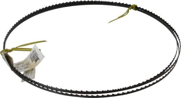 Starrett - 4 TPI, 7' 9-1/2" Long x 3/16" Wide x 0.025" Thick, Welded Band Saw Blade - Carbon Steel, Toothed Edge, Raker Tooth Set, Flexible Back, Contour Cutting - Apex Tool & Supply