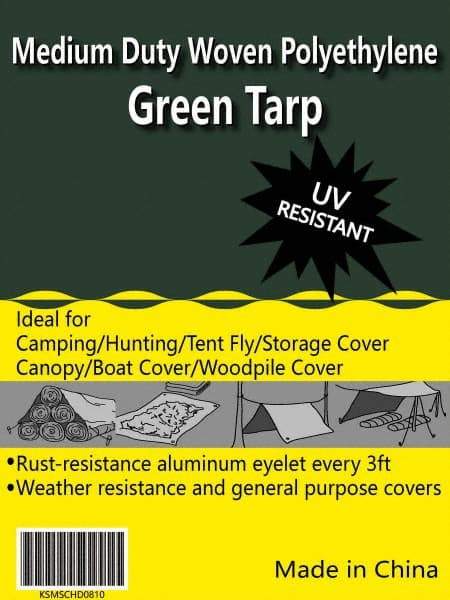 Value Collection - 10' Long x 8' Wide Polyethylene Tarp & Dust Cover - Green, 9 to 10 mil Thickness - Apex Tool & Supply