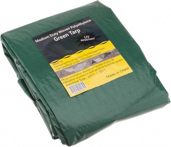 Value Collection - 30' Long x 20' Wide Polyethylene Tarp & Dust Cover - Green, 9 to 10 mil Thickness - Apex Tool & Supply