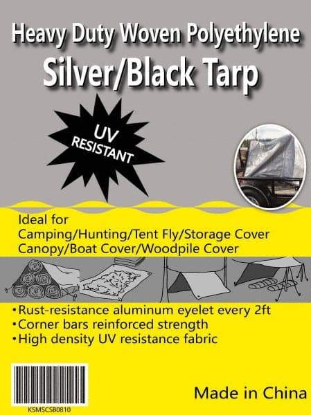 Value Collection - 60' Long x 40' Wide Polyethylene Tarp & Dust Cover - Black & Silver, Grommet, 11 to 12 mil Thickness - Apex Tool & Supply